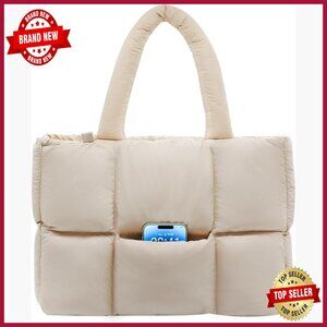Lightweight Quilted Puffer Tote Bag with Adjustable Strap
